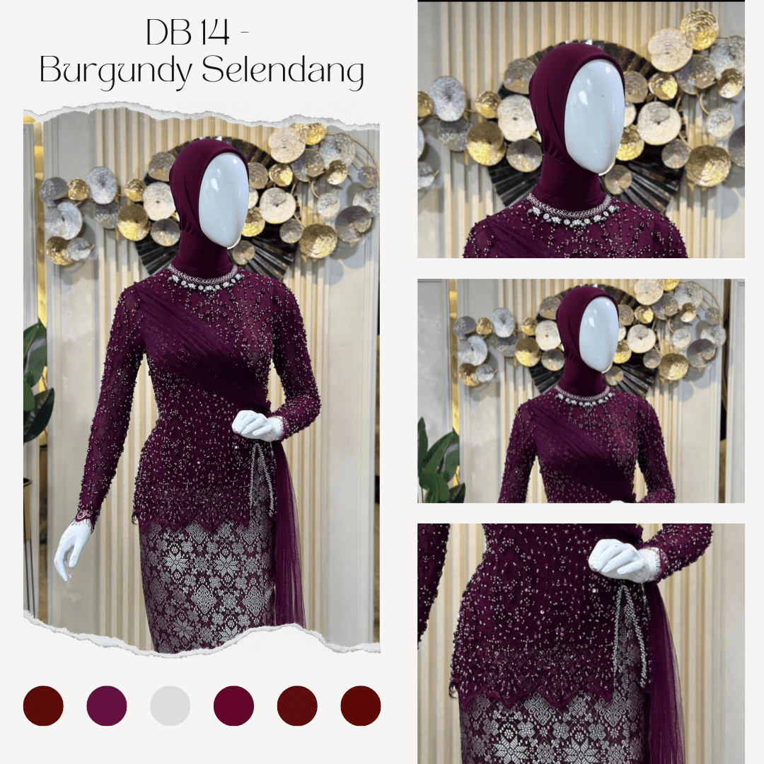 DB 14 Burgundy Selendang